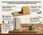 Soporte de madera para libros con posavasos, creado para amantes de la lectura